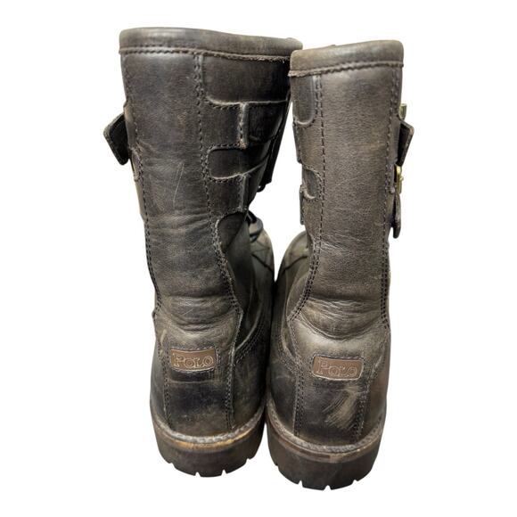 Polo Ralph Lauren 13 D Wolcott Buckle Brown Leather Biker Boots Outdoor Active - Picture 3 of 13